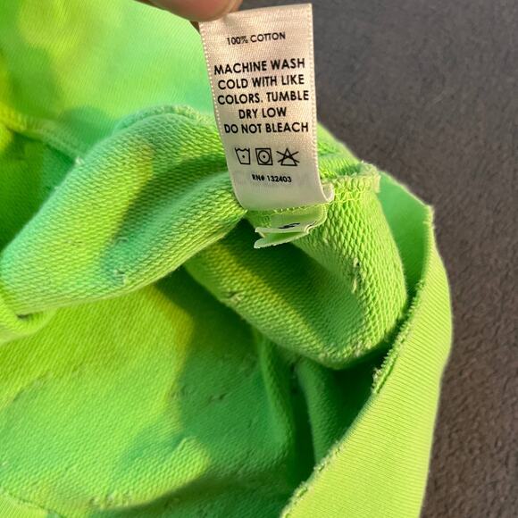 Cotton Citizen Sweatshirt Womens Small Neon Green Distressed Oversized Crop USA - Picture 9 of 9